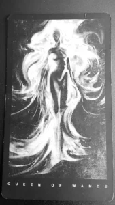 queen of wands in the black Tarot by Victoria Ivanova