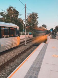 Metrolink tram in east didsbury 