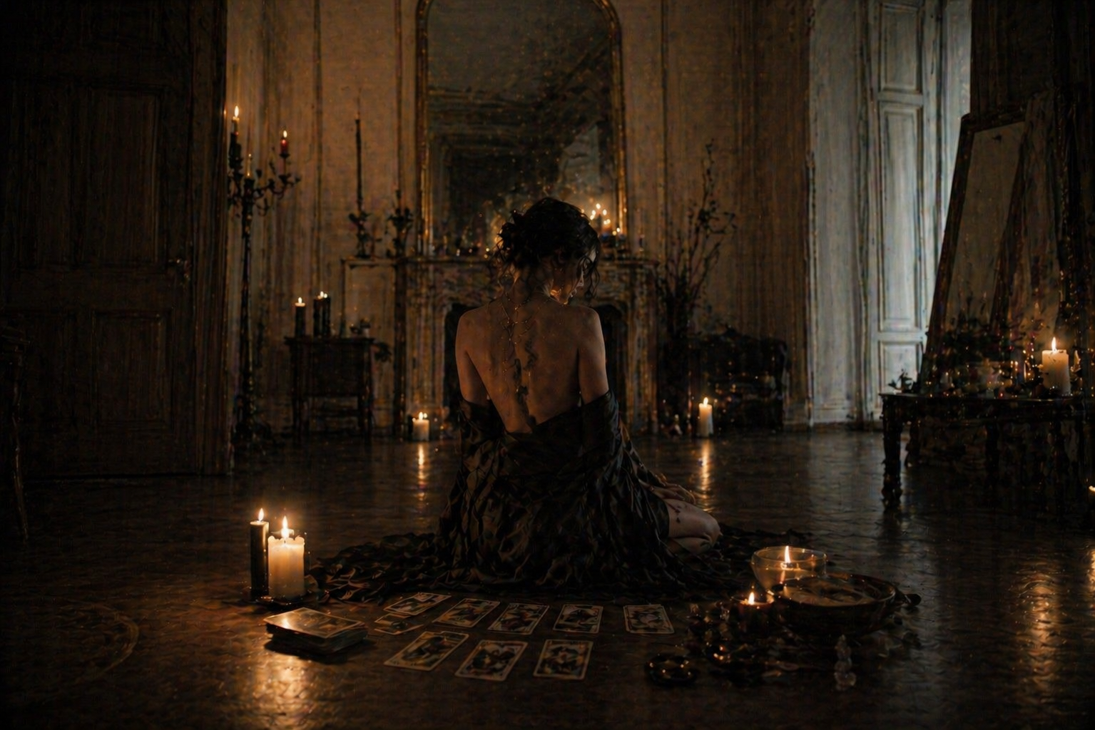 Candle-lit mystical atmosphere for a private tarot reading experience in Manchester