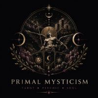 Primal Mysticism tarot reading Manchester logo with celestial and tarot symbolism