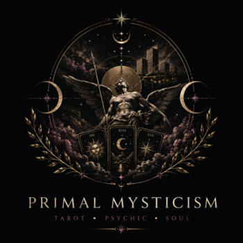 Primal Mysticism tarot reading Manchester logo with celestial and tarot symbolism